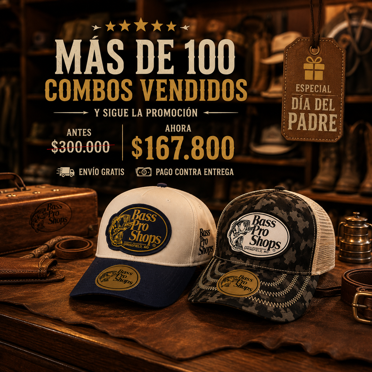 COMBO X2 II 2 GORRAS BASS PRO SHOPS OG